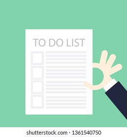 To do list or planning icon concept. All tasks are completed. abstract text and marker. Vector flat illustration