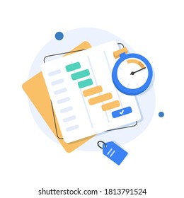 To do list or planning icon concept. All tasks are completed. Paper sheets with check marks,flat design icon vector illustration