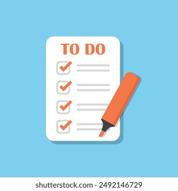 To do list or planning icon in flat style. Paper sheet with clipboard vector illustration on isolated background. Checkbox plan sign business concept.