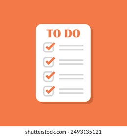 To do list or planning icon in flat style. Paper sheet with clipboard vector illustration on isolated background. Checkbox plan sign business concept.