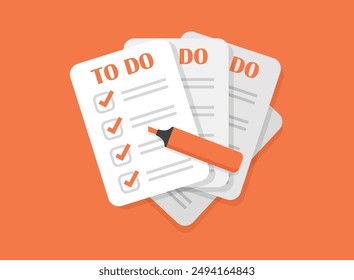 To do list or planning icon in flat style. Paper sheet with clipboard vector illustration on isolated background. Checkbox plan sign business concept.