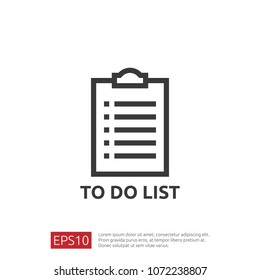To do list or planning symbol icon in flat style. vector illustration concept of checklist paper sheet reminder with check marks.