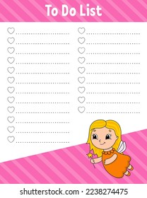 To do list. Printable template. Handwriting paper. Lined sheet. For diary, planner, checklist, wish list. Vector illustration.