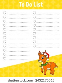 To do list. Printable template. Handwriting paper. Lined sheet. For diary, planner, checklist, wish list. Vector illustration.
