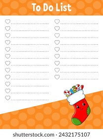 To do list. Printable template. Handwriting paper. Lined sheet. For diary, planner, checklist, wish list. Vector illustration.