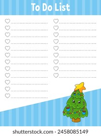 To do list. Printable template. Handwriting paper. Lined sheet. For diary, planner, checklist, wish list. Vector illustration.