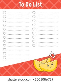 To do list. Printable template. Handwriting paper. Lined sheet. For diary, planner, checklist, wish list. Vector illustration.