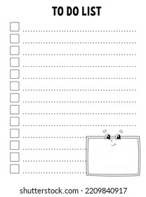 To Do List. Printable Template. Lined Sheet. Handwriting Paper. For Diary, Planner, Checklist, Wish List. Vector Illustration. Back To School Theme.