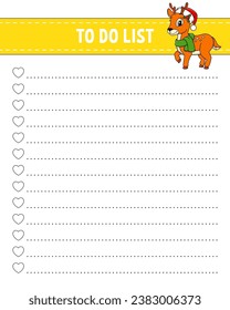 To do list. Printable template. Lined sheet. Handwriting paper. For diary, planner, checklist, wish list. Vector illustration.