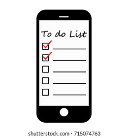 To do list with red mark in smartphone, Vector illustration isolated on white background