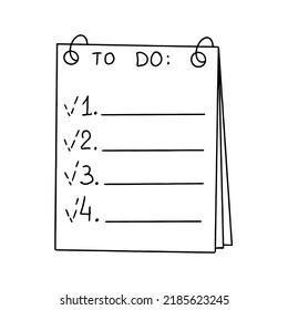 Recordatorio de lista de tareas pendientes. Lista de comprobación, lista de tareas ilustración vectorial en estilo de dibujo plano sobre fondo blanco.