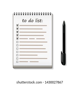 To do list reminder concept in realistic style. Vectpr illustration