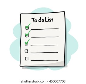 To Do List Reminder, a hand drawn vector illustration of a to do list/checklist paper reminder.