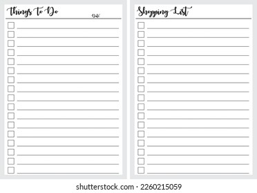 To do list and shopping list template