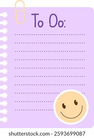 To Do List Spiral Notebook Sheet Vector Illustration