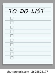 Lista de Tarefas Pendentes - Etapas para concluir o conceito da tarefa no memorando em branco do papel do caderno, plano de fundo do projeto da ilustração do vetor do bloco de notas