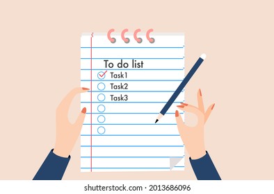 To do list tasks of business woman written on notepad.