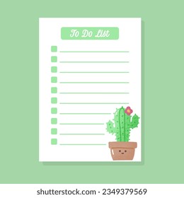 to do list template with cactus kawaii hand drawn 