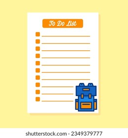 to do list template with cute bag school illustration