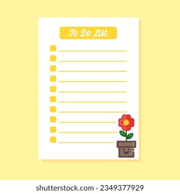 to do list template with cute pink flower illustration