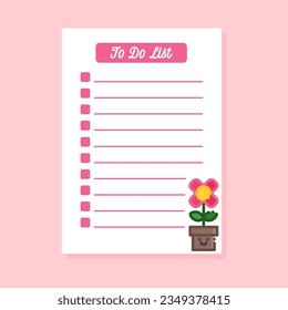 to do list template with cute red flower illustration