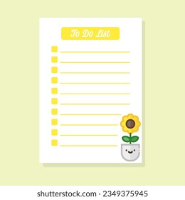 to do list template with cute sun flower illustration 