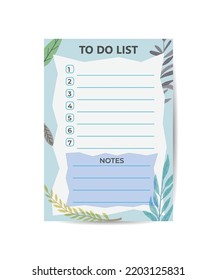 To do list template for day week or year with tropical leaves decoration.
