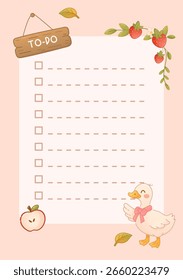 Modelo de lista de tarefas com pato e morangos