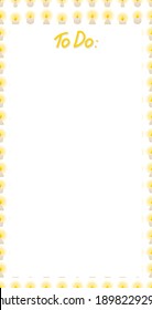 To do list template. Grid for notes. Hand drawn lettering. Pattern with burning candles in the background. Flat style illustration.