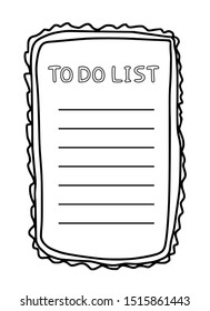 To do list template. Hand drawn reminder blank with copy space for text. Vector illustration. 