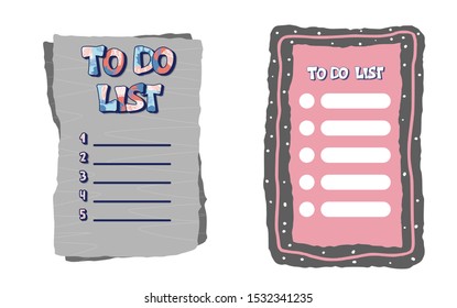 To do list template. Hand drawn reminder blank with copy space for text. Vector illustration. 