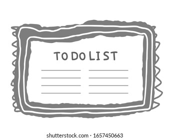 To do list template. Hand drawn reminder blank with copy space for text. Vector illustration. 
