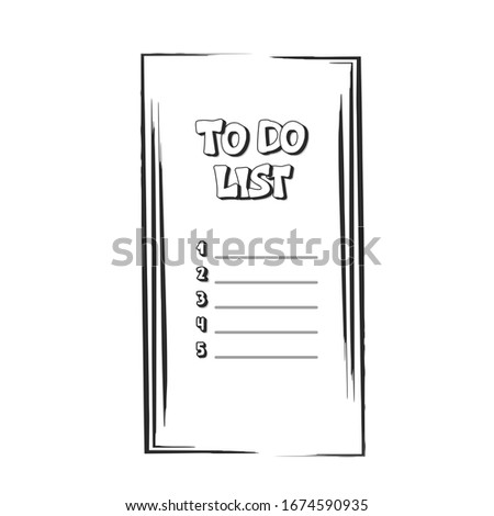 To do list template. Hand drawn reminder blank with copy space for text. Vector illustration. 