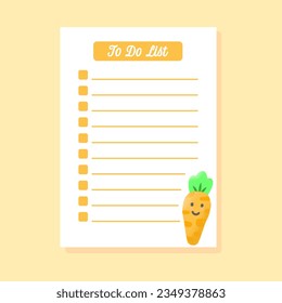 to do list template with kawaii carrot hand drawn