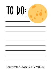 To do list template. Organizer and Schedule with place for Notes. Good for Kids.