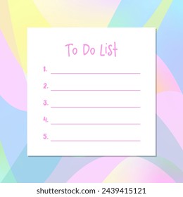 To do list, template. Printable. Colorful background