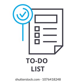 to do list thin line icon, sign, symbol, illustation, linear concept, vector 
