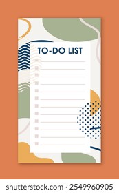 To do list. Time management and organization of efficient work processes. Memo and notepad. Poster or banner for website. Flat vector illustration isolated on orange background
