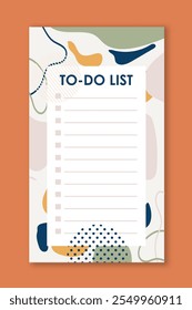 To do list. Time management and organization of efficient work processes. Planning and goal setting, scheduling. Motivation and success. Flat vector illustration isolated on orange background