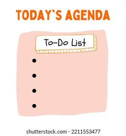 To do list Totay's Agenda Banner Vector Design Illustration. Social Media Post concept. 