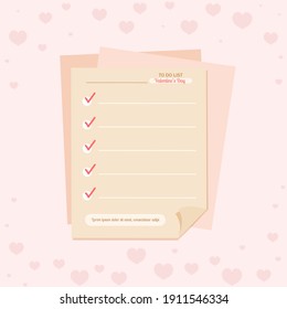 To do list  in Valentine's day with pink color.