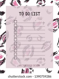 To do list. Vector illustration. Empty planner. Leopard print skin