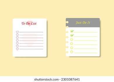 To do list vector, Template for agenda, schedule, planners, checklists, notebooks, cards and other
