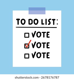 Para hacer la lista Vota. Diseño de Vector dibujado a mano. Ilustración sobre fondo azul.