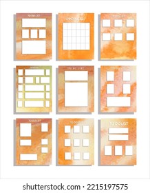 to do list with watercolor background set