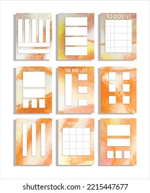 to do list with watercolor background set