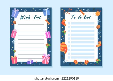 To do list and wish list for holidays