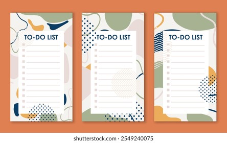 To do lists collection. Reminder and blank list sheets. Planning and goal settings. Time management and efficient workflow organization. Flat vector set isolated on orange background