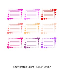 To Do Lists Note Papers With Hearts Valentine Double Borders Vector Design