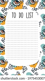 To do lists simple design with  trendy background. Template for agenda, planners, check lists, and other kids stationery.Vector